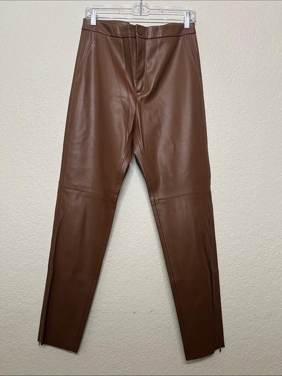 Zara Pants - Zara Women’s Size Large Brown Faux Leather Skinny Pants With Zippers at Ankles